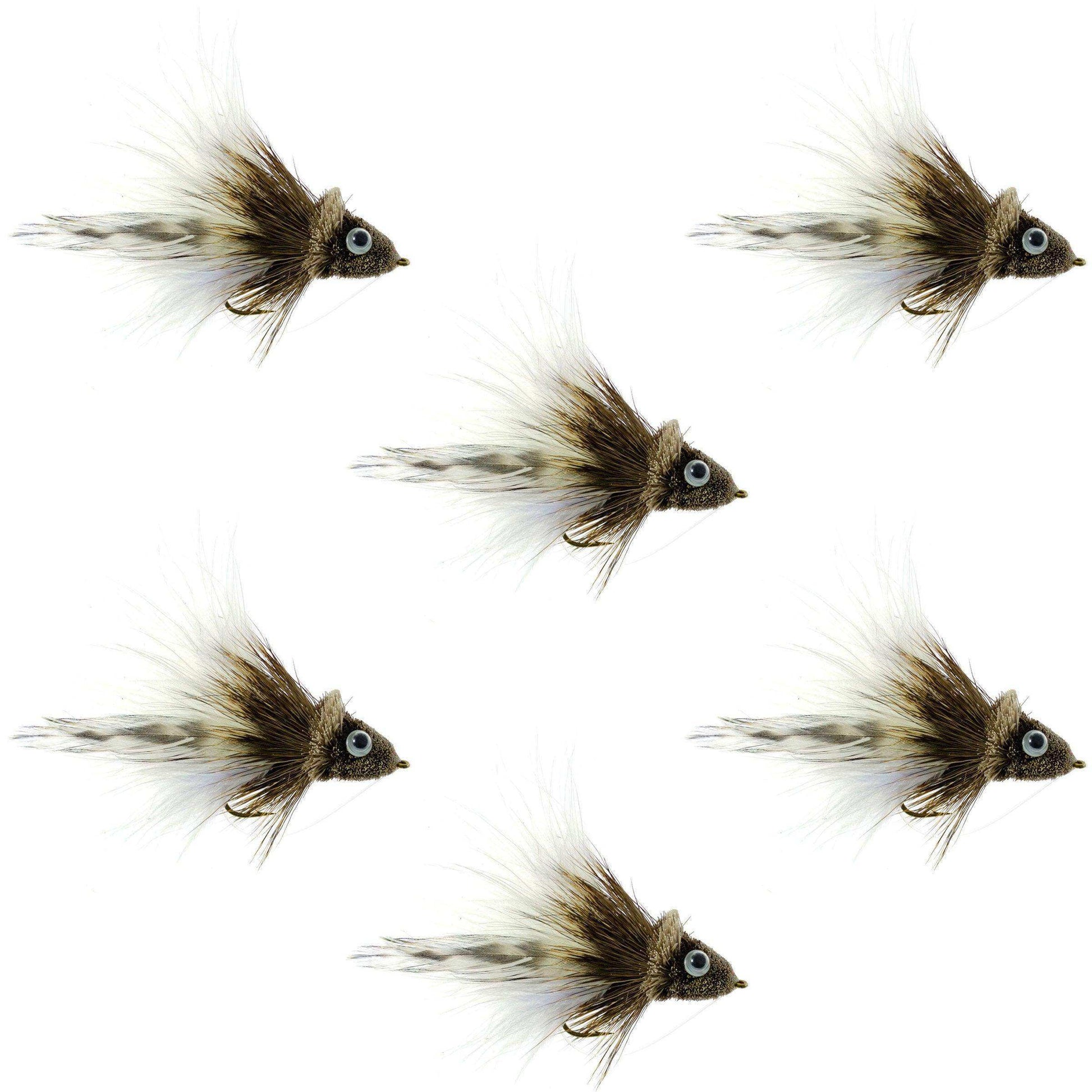 Deer Hair Dahlberg Diver 6 Flies Hook Size 4 - White Marabou Bass Fly Fishing Bug Wide Gape Bass Hooks With Weed Guard - Skoutley Outdoors LLC