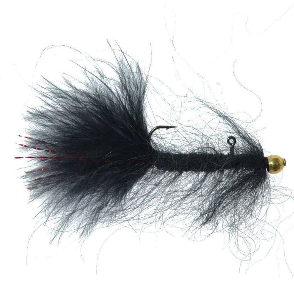 3 Pack Balanced Leech Size 8 - Black Tungsten Bead Head Jig Lake Streamer Wet Fly - Skoutley Outdoors LLC