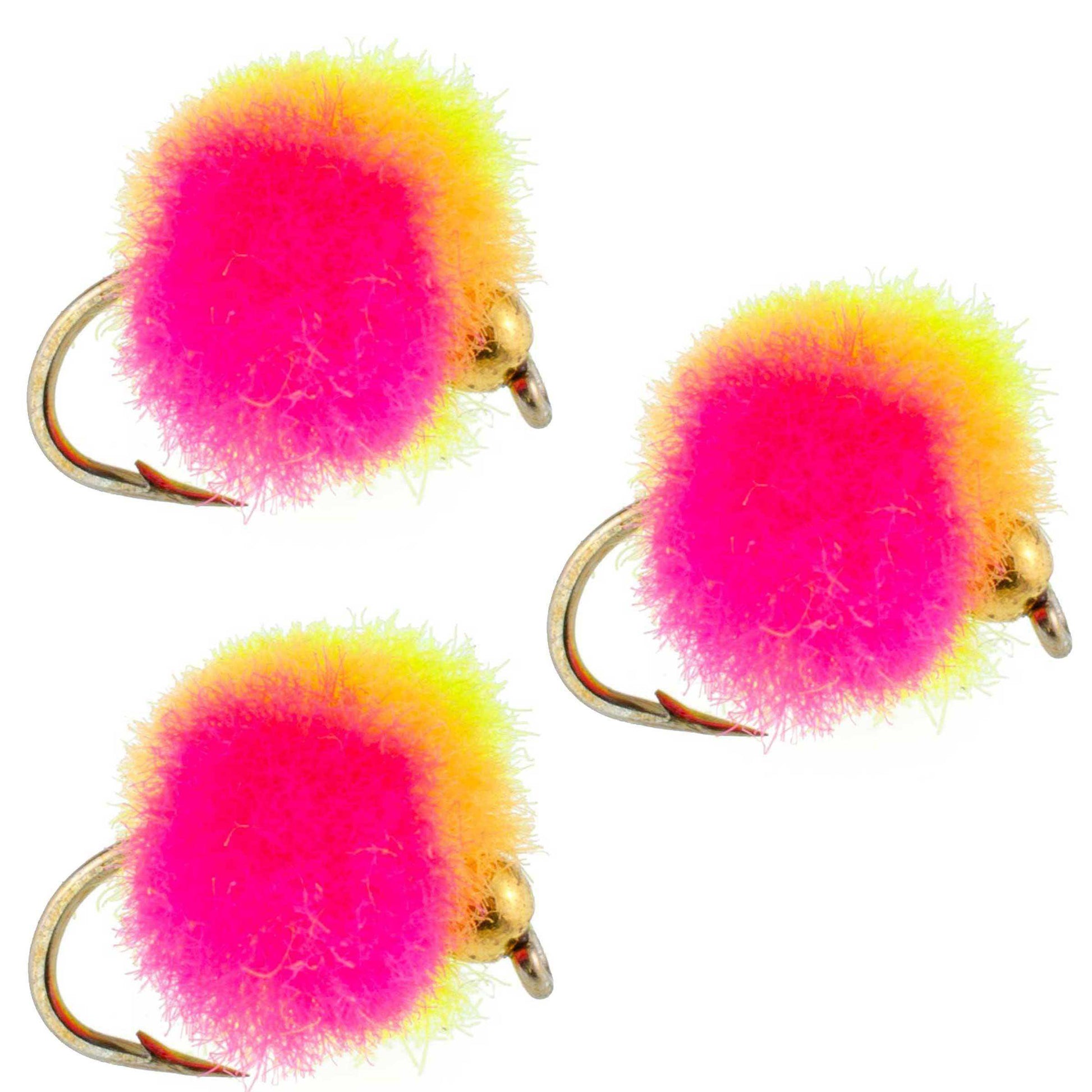 3 Pack Bead Head Clown Egg Fly Fishing Flies - Hook Size 16 - Skoutley Outdoors LLC