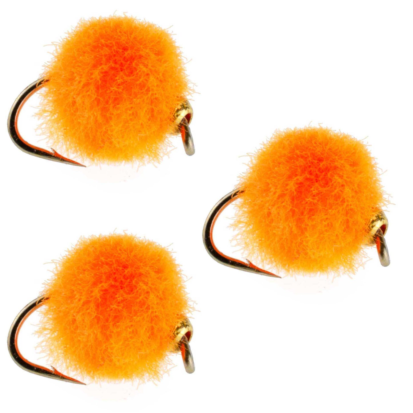 3 Pack Bead Head Hot Orange Egg Fly Fishing Flies - Hook Size 16 - Skoutley Outdoors LLC