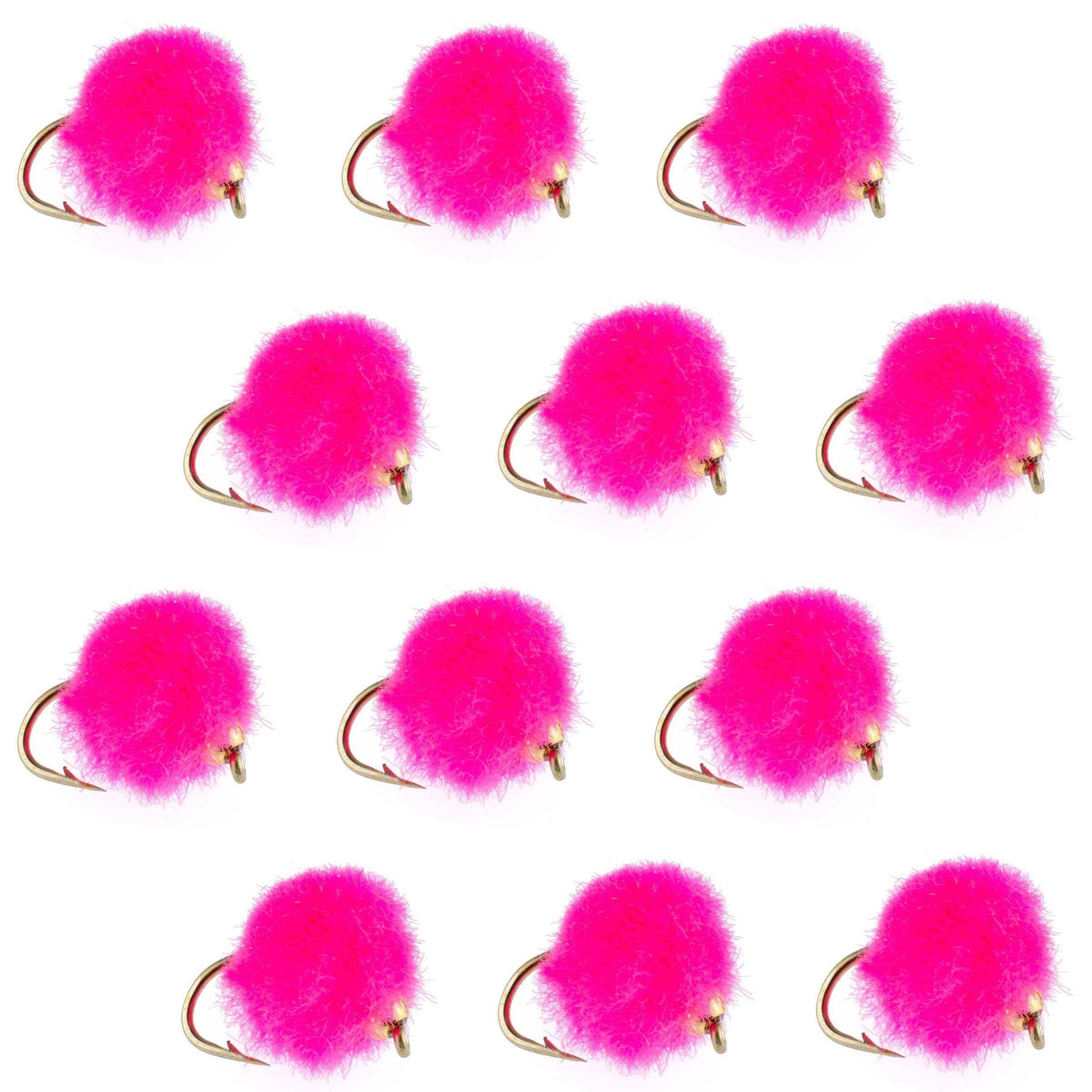 Bead Head Hot Pink Egg Fly Fishing Flies - 1 Dozen Flies Hook Size 16 - Skoutley Outdoors LLC