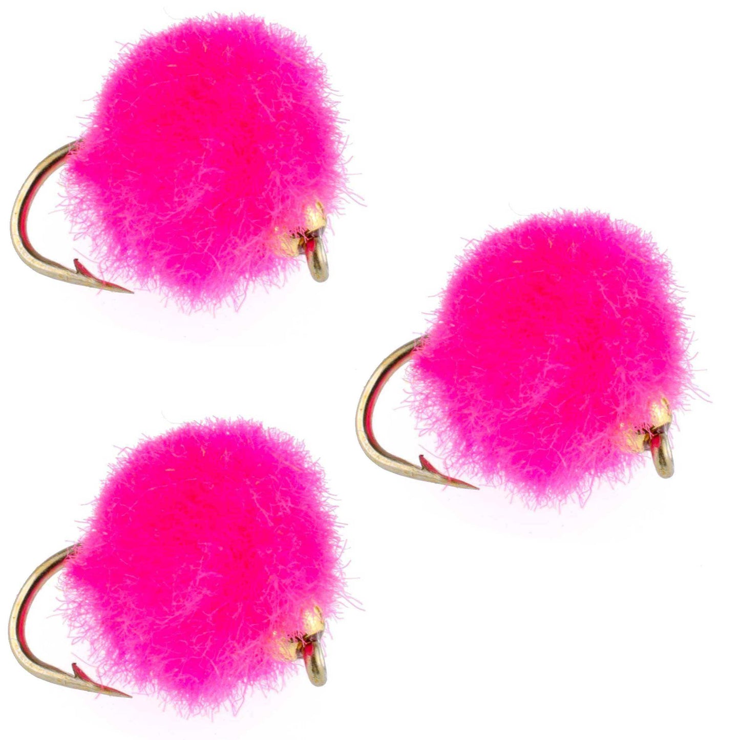 3 Pack Bead Head Hot Pink Egg Fly Fishing Flies -Hook Size 16 - Skoutley Outdoors LLC