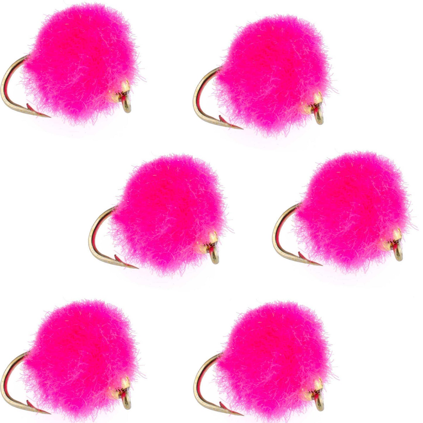 Bead Head Hot Pink Egg Fly Fishing Flies - 6 Flies Hook Size 16 - Skoutley Outdoors LLC