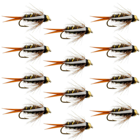 Bead Head Prince Nymph Fly Fishing Flies - 1 Dozen Flies Hook Size 10 - Skoutley Outdoors LLC