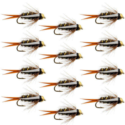 Bead Head Prince Nymph Fly Fishing Flies - 1 Dozen Flies Hook Size 12 - Skoutley Outdoors LLC