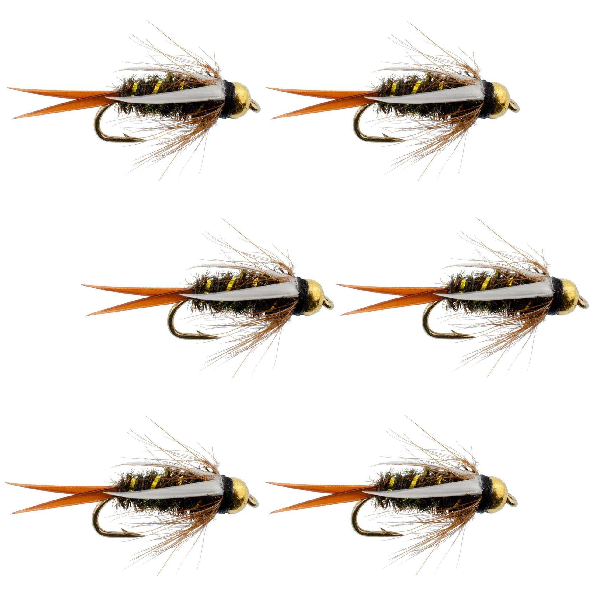 Bead Head Prince Nymph Fly Fishing Flies - Set of 6 Flies Hook Size 10 - Skoutley Outdoors LLC