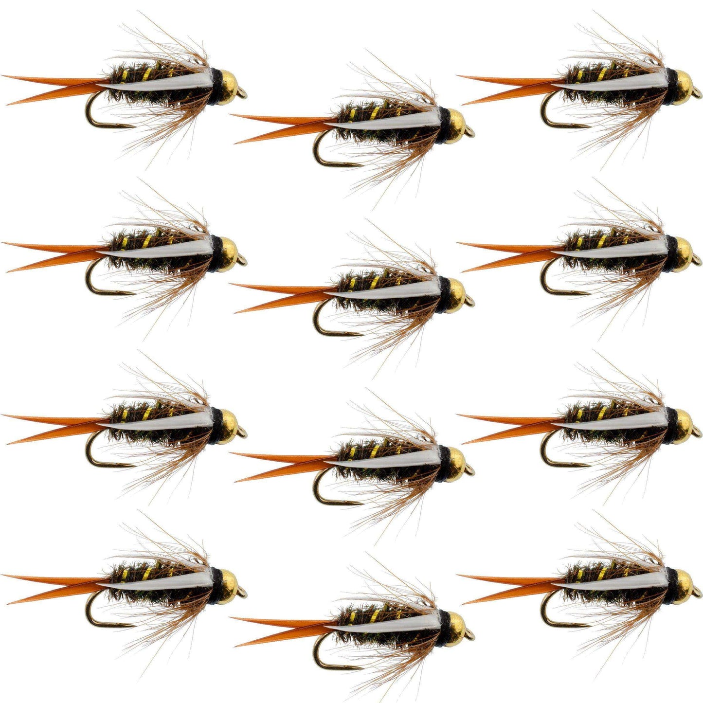 Barbless Bead Head Prince Nymph Fly Fishing Flies - 1 Dozen Flies Hook Size 16 - Skoutley Outdoors LLC