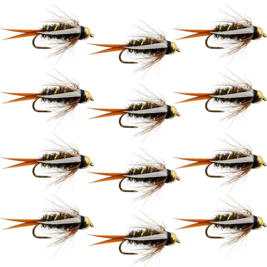 Barbless Bead Head Prince Nymph Fly Fishing Flies - 1 Dozen Flies Hook Size 14 - Skoutley Outdoors LLC