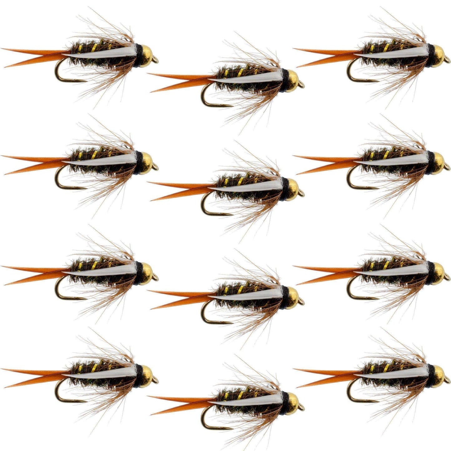 Barbless Bead Head Prince Nymph Fly Fishing Flies - 1 Dozen Flies Hook Size 12 - Skoutley Outdoors LLC