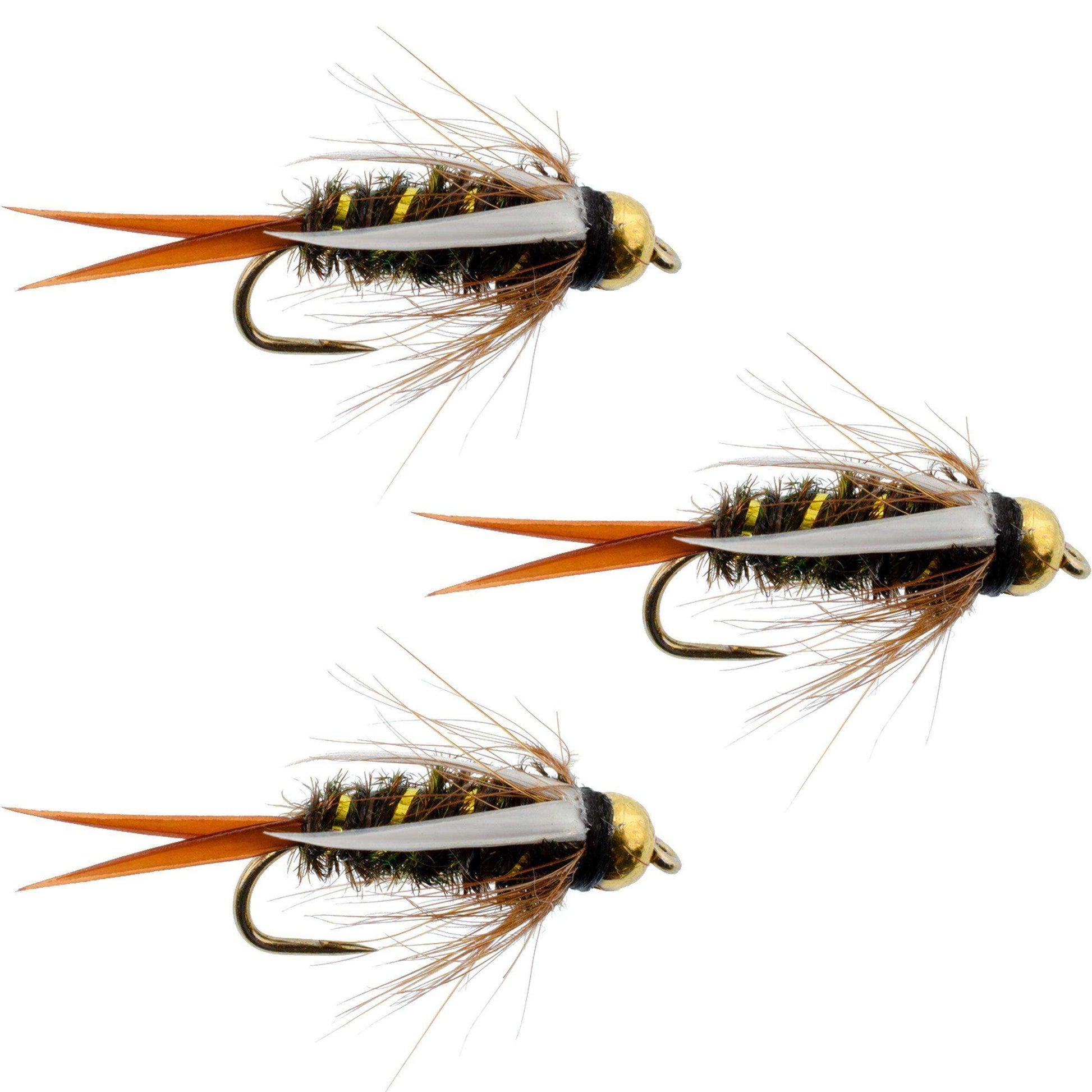 3 Pack Barbless Bead Head Prince Nymph Fly Fishing Flies - Hook Size 10 - Skoutley Outdoors LLC