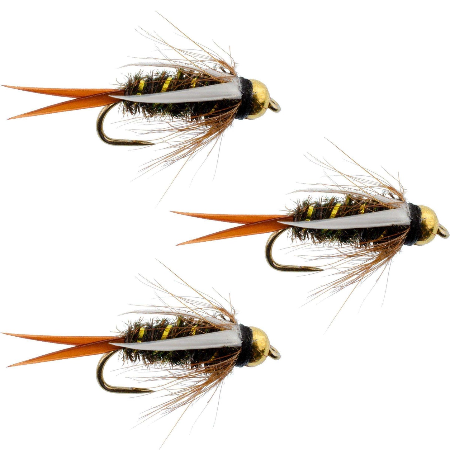 3 Pack Barbless Bead Head Prince Nymph Fly Fishing Flies - Hook Size 16 - Skoutley Outdoors LLC