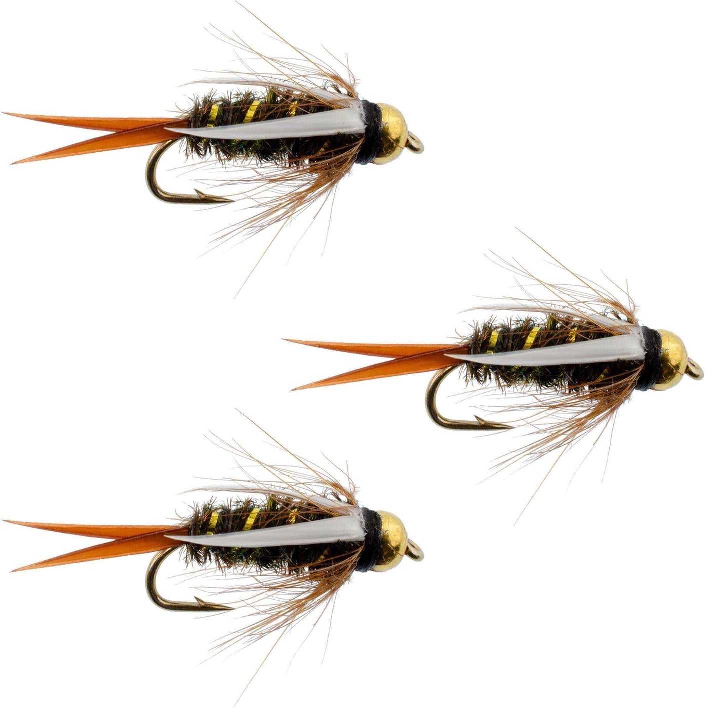 3 Pack Tungsten Bead Head Prince Nymph Fly Fishing Flies - Hook Size 14 - Skoutley Outdoors LLC