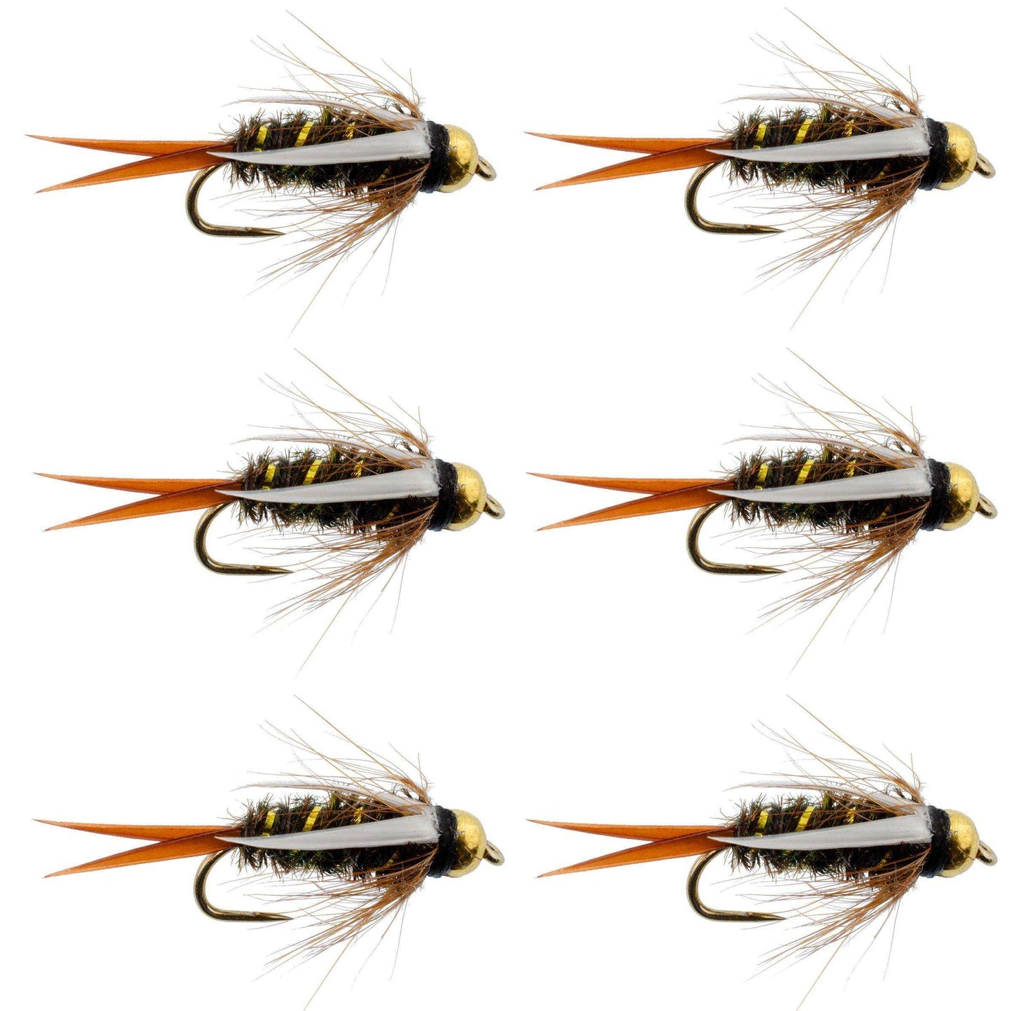 Barbless Bead Head Prince Nymph Fly Fishing Flies - Set of 6 Flies Hook Size 12 - Skoutley Outdoors LLC