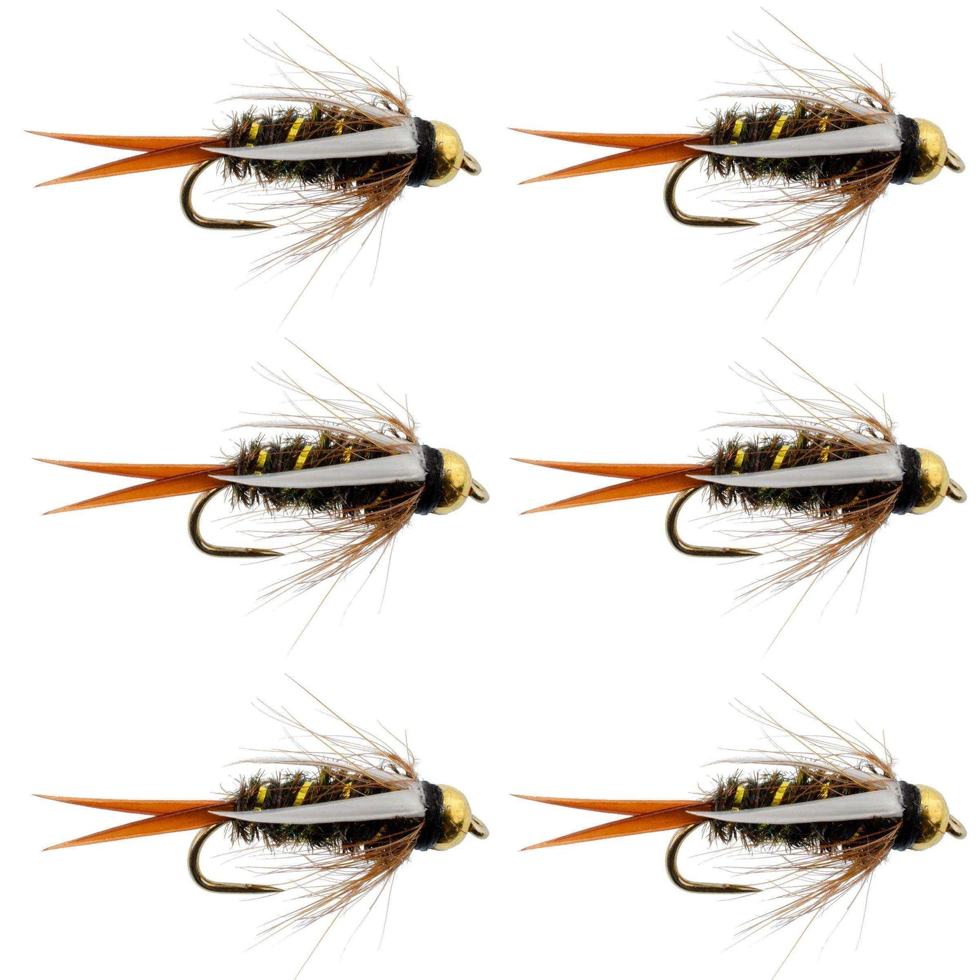 Barbless Bead Head Prince Nymph Fly Fishing Flies - Set of 6 Flies Hook Size 10 - Skoutley Outdoors LLC