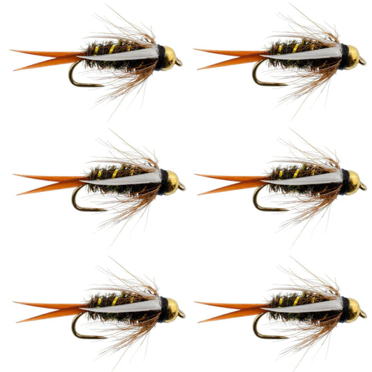 Barbless Bead Head Prince Nymph Fly Fishing Flies - Set of 6 Flies Hook Size 16 - Skoutley Outdoors LLC