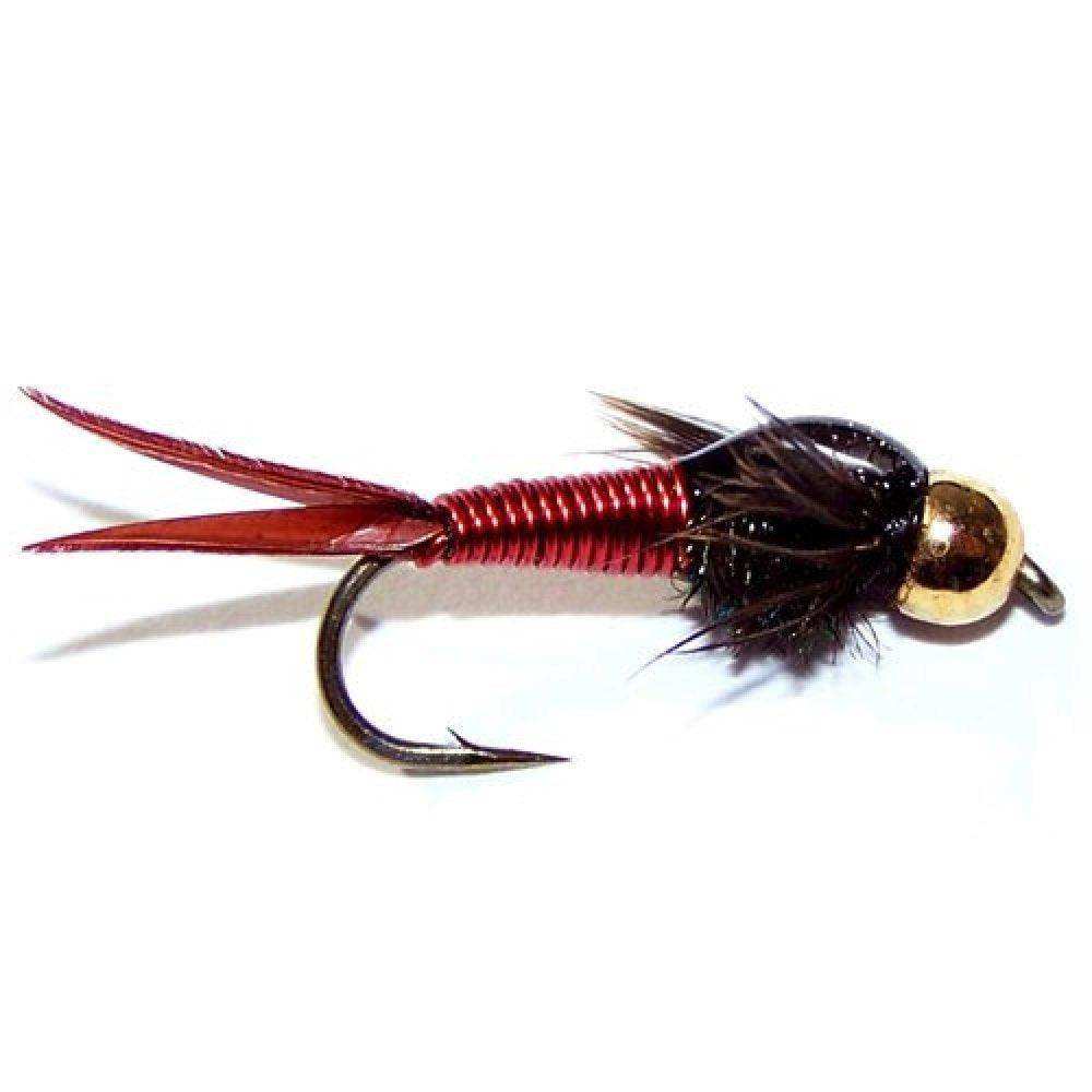 Bead Head Red Copper John Nymph Fly 6 Flies - Hook Size 14 - Skoutley Outdoors LLC