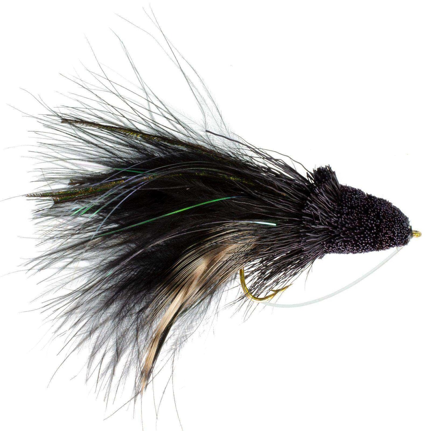 Black Dahlberg Deer Hair Diver 6 Flies Hook Size 4 - Bass Fly Fishing Bug Wide Gape Bass Hooks With Weed Guard - Skoutley Outdoors LLC