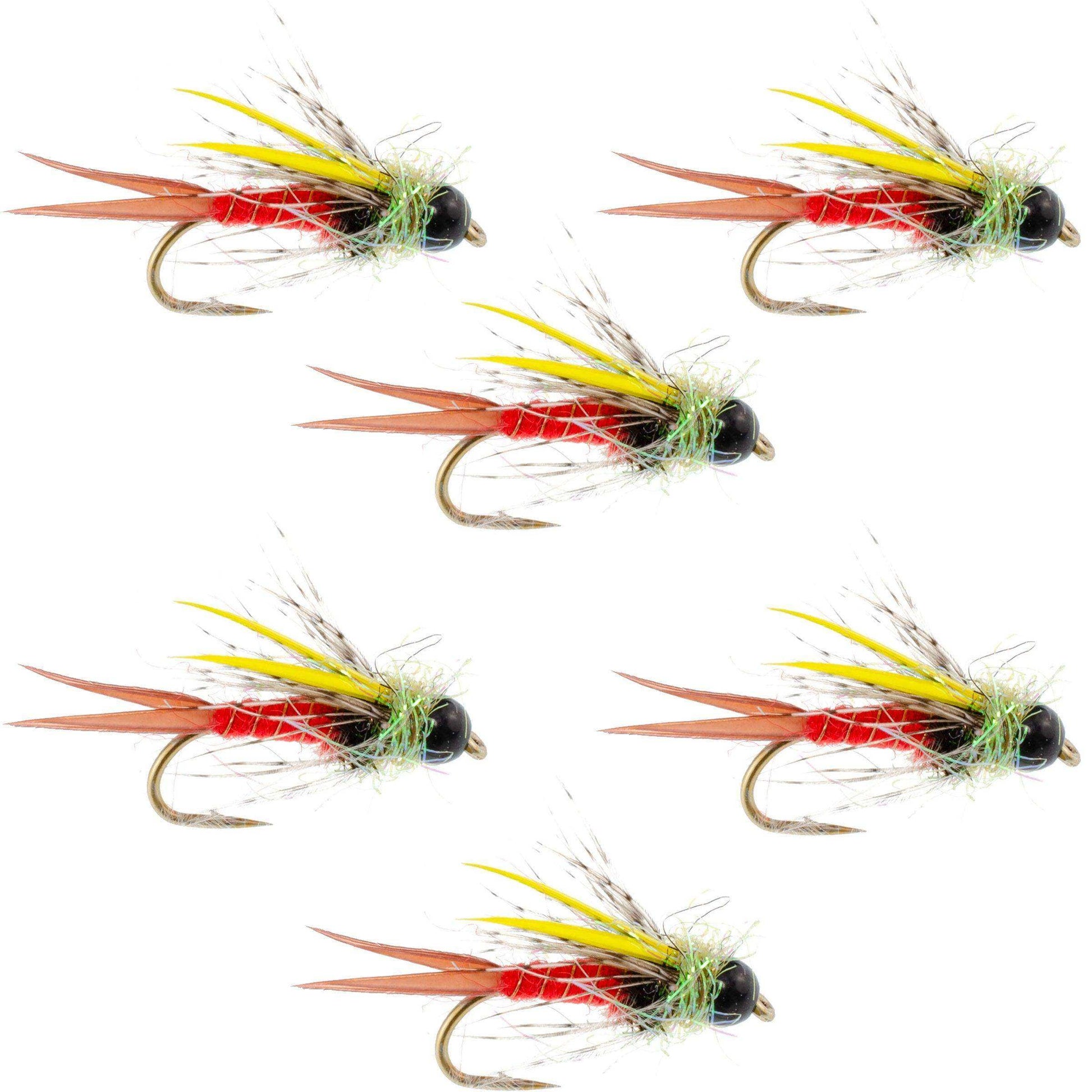 Tungsten Bead Head Nicks Prince Special Nymph Fly Fishing Flies - Set of 6 Flies Hook Size 10 - Skoutley Outdoors LLC