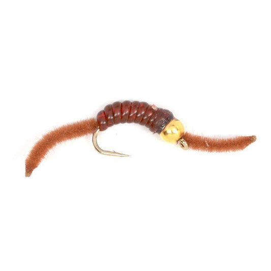 3 Pack San Juan Bead Head Power Worm Brown V-Rib - Hook Size 10 - Skoutley Outdoors LLC