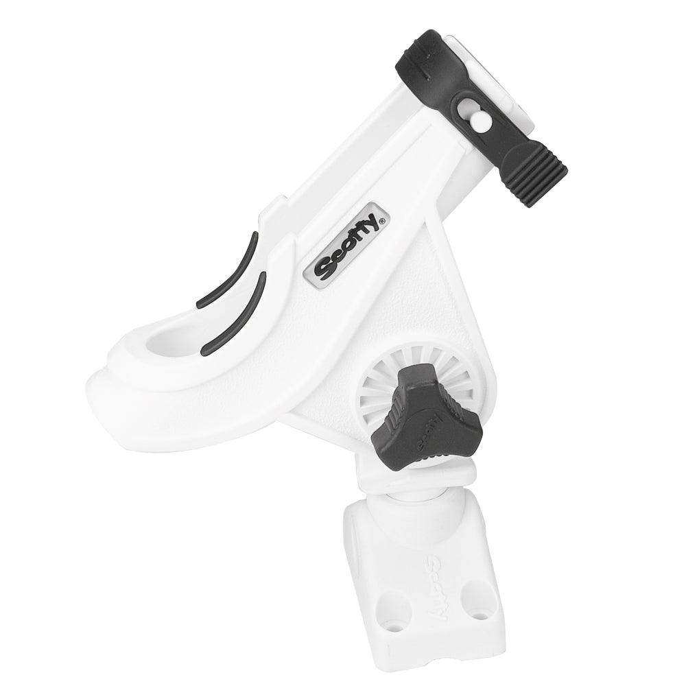 Scotty 280 Bait Caster/Spinning Rod Holder w/241 Deck/Side Mount - White - Skoutley Outdoors LLC