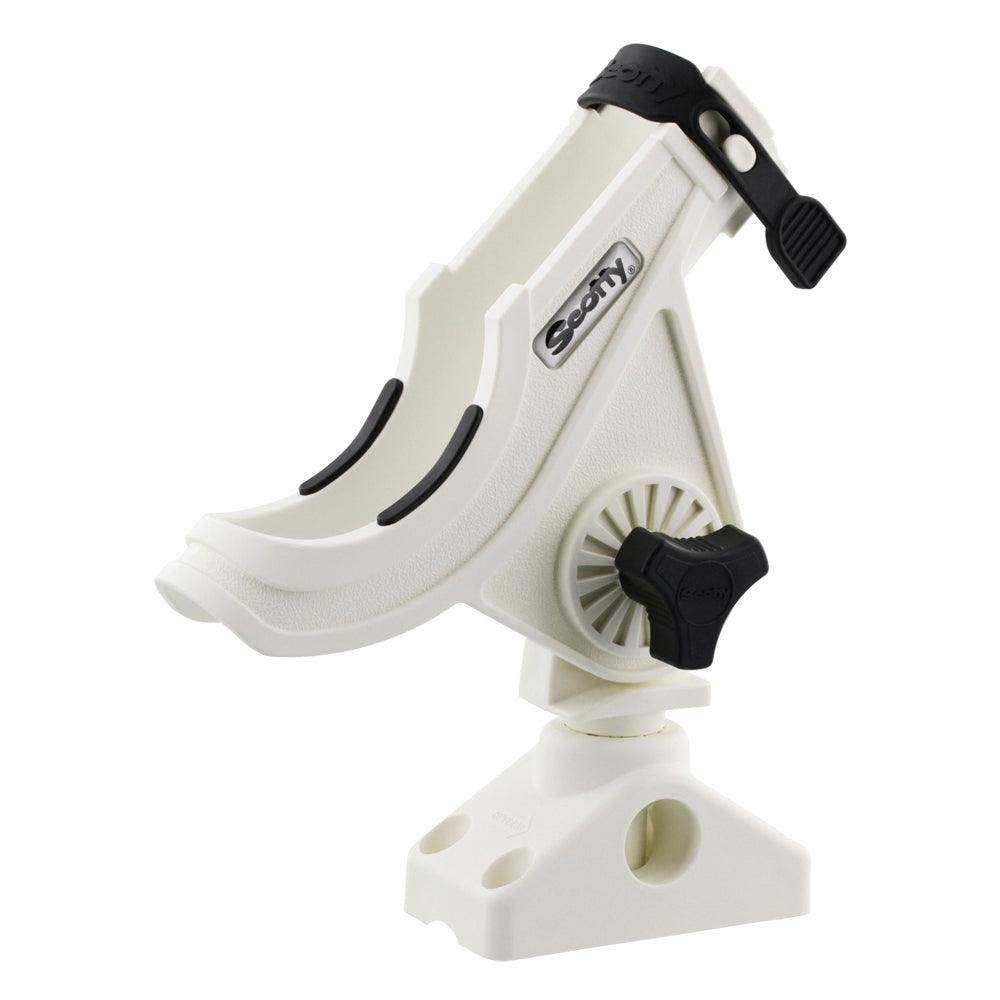 Scotty 280 Bait Caster/Spinning Rod Holder w/241 Deck/Side Mount - White - Skoutley Outdoors LLC