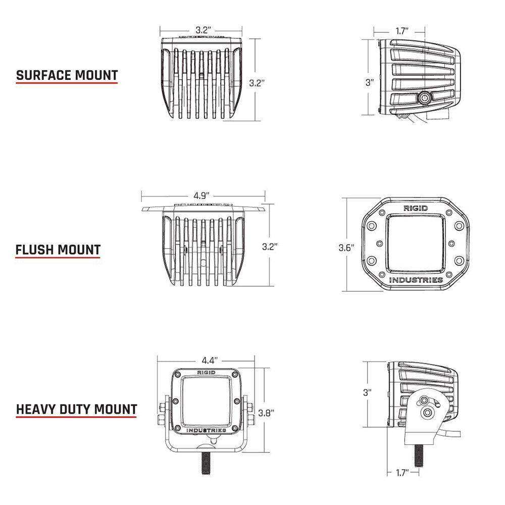 RIGID Industries D-Series PRO Flush Mount - Spot LED - Midnight Edition - Pair - Black - Skoutley Outdoors LLC