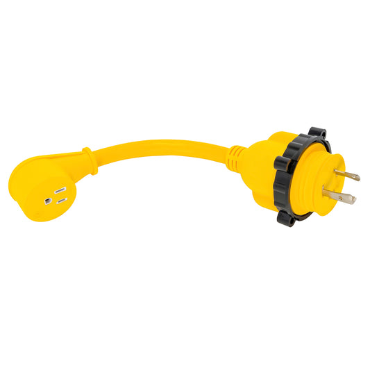 Camco 30AM/15AF Power Grip Marine 12" Dogbone - M-Locking/90F Adapter - Skoutley Outdoors LLC