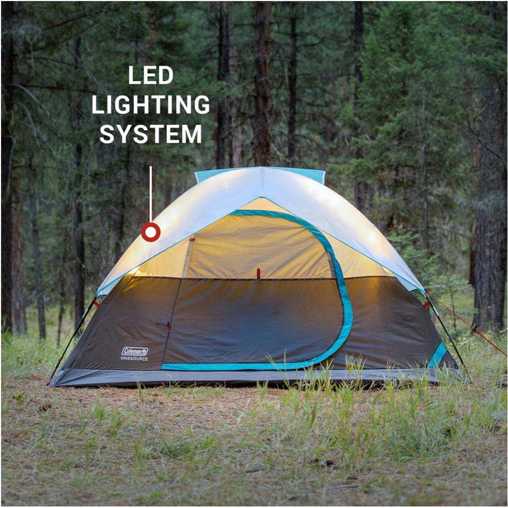 Coleman OneSource Rechargeable 4-Person Camping Dome Tent w/Airflow System & LED Lighting - Skoutley Outdoors LLC