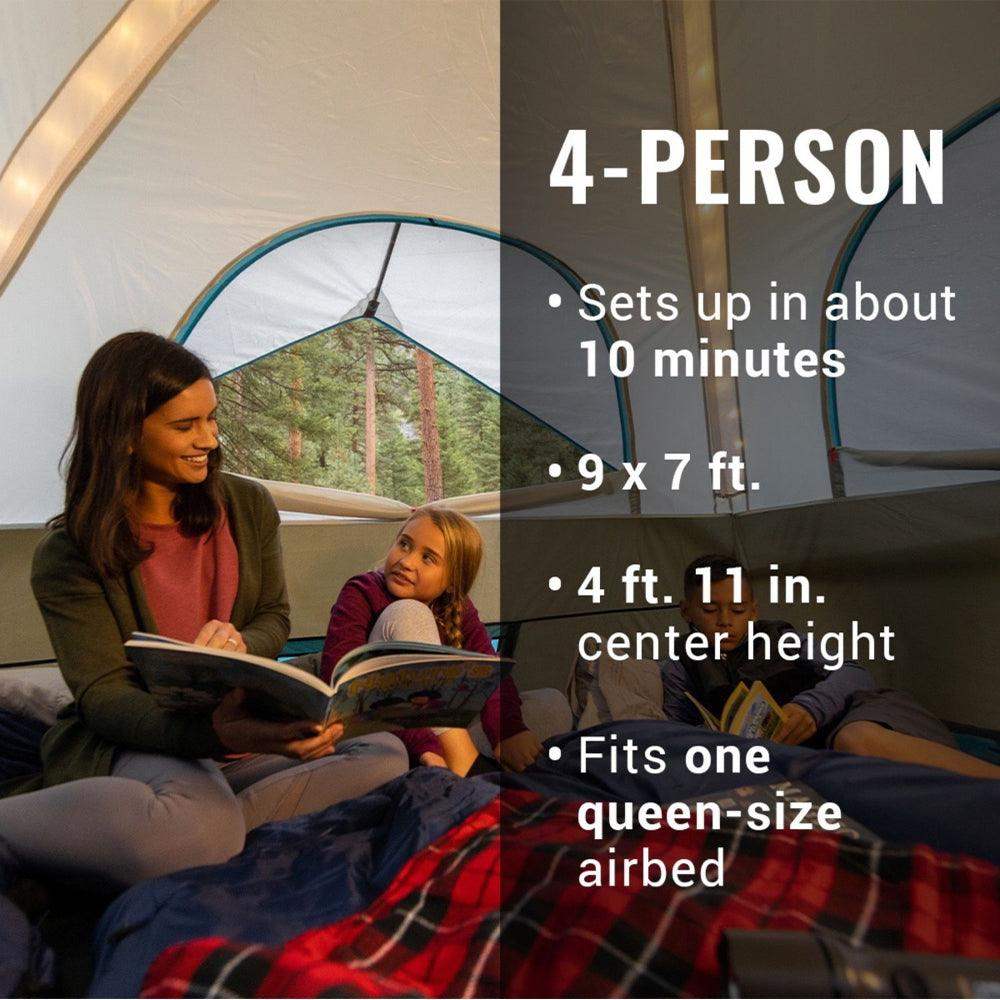 Coleman OneSource Rechargeable 4-Person Camping Dome Tent w/Airflow System & LED Lighting - Skoutley Outdoors LLC