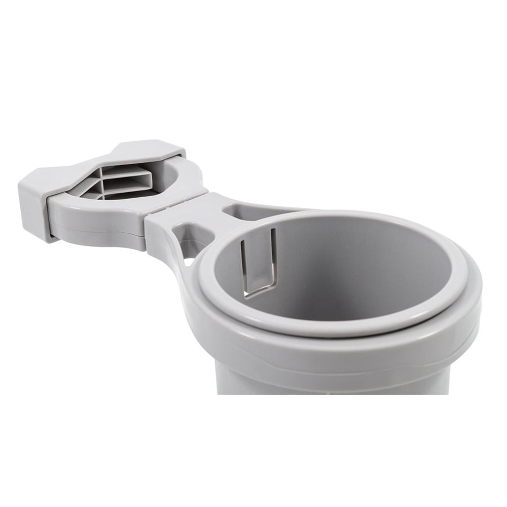 Camco Clamp-On Rail Mounted Cup Holder - Large for Up to 2" Rail - Grey - Skoutley Outdoors LLC