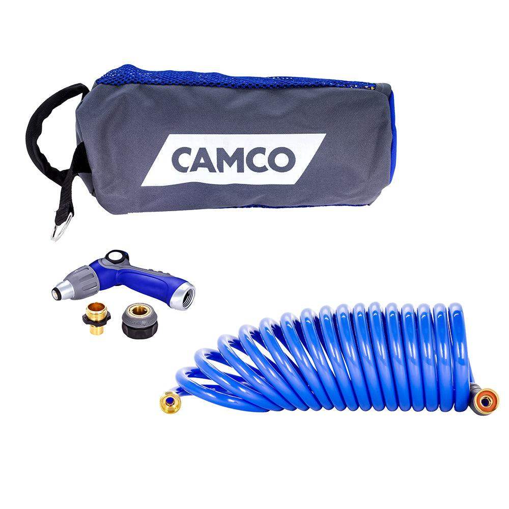 Camco 20' Coiled Hose & Spray Nozzle Kit - Skoutley Outdoors LLC