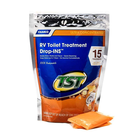 Camco TST Orange RV Toilet Treatment Drop-Ins *15-Pack - Skoutley Outdoors LLC