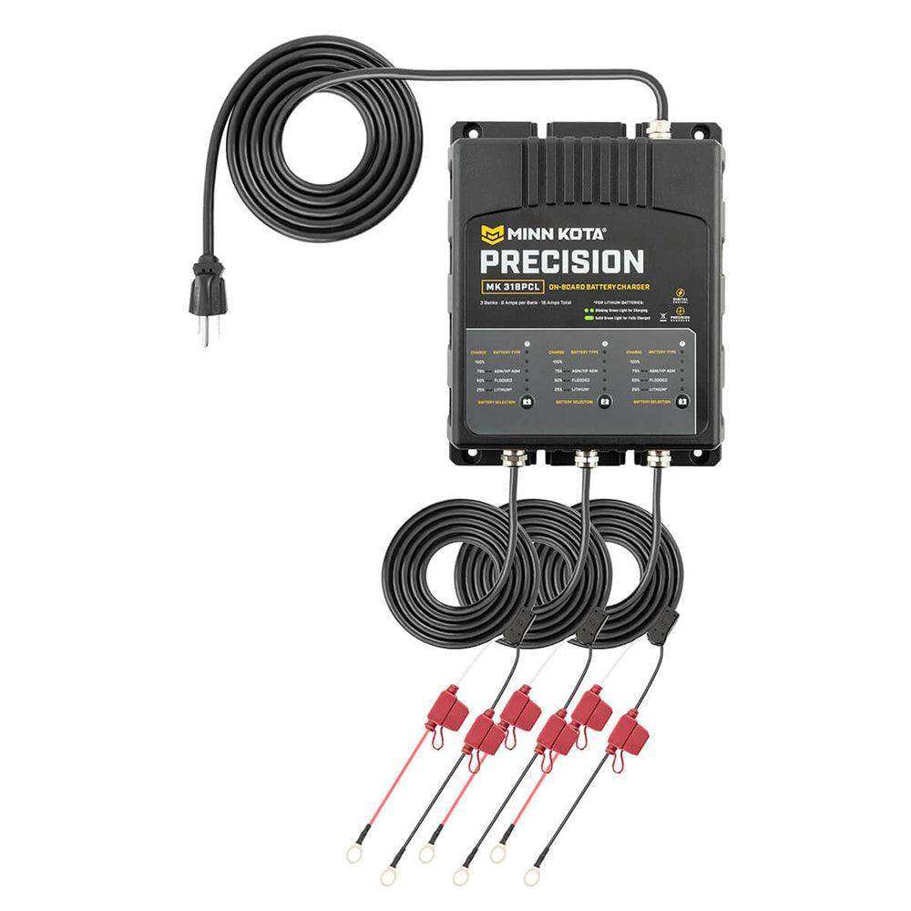 Minn Kota On-Board Precision Charger MK-318 PCL 3 Bank x 6 AMP LI Optimized Charger - Skoutley Outdoors LLC