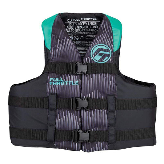 Full Throttle Adult Nylon Life Jacket - S/M - Aqua/Black - Skoutley Outdoors LLC