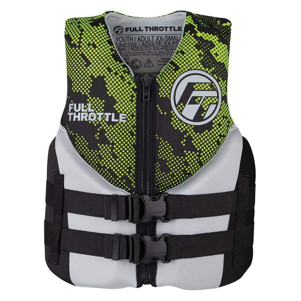 Full Throttle Junior Hinged Neoprene Life Jacket - Green - Skoutley Outdoors LLC