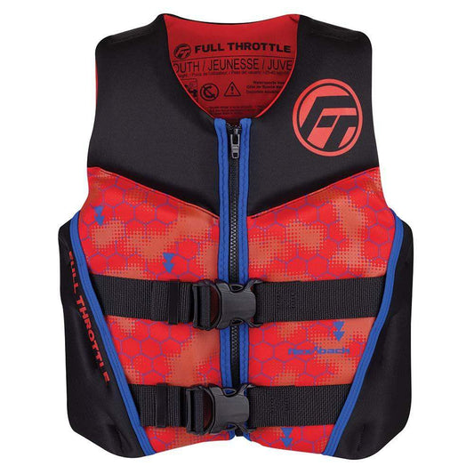 Full Throttle Youth Rapid-Dry Flex-Back Life Jacket - Red/Black - Skoutley Outdoors LLC