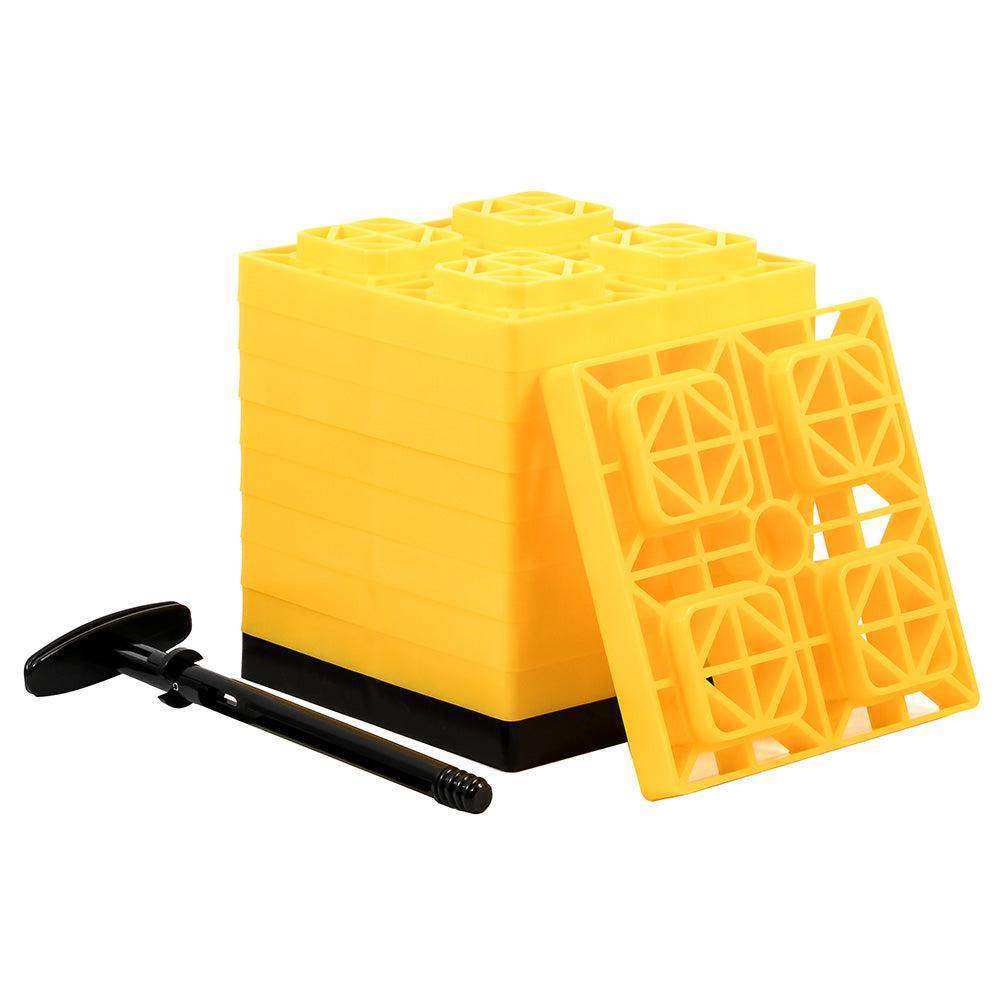 Camco FasTen Leveling Blocks w/T-Handle - 2x2 - Yellow *10-Pack - Skoutley Outdoors LLC