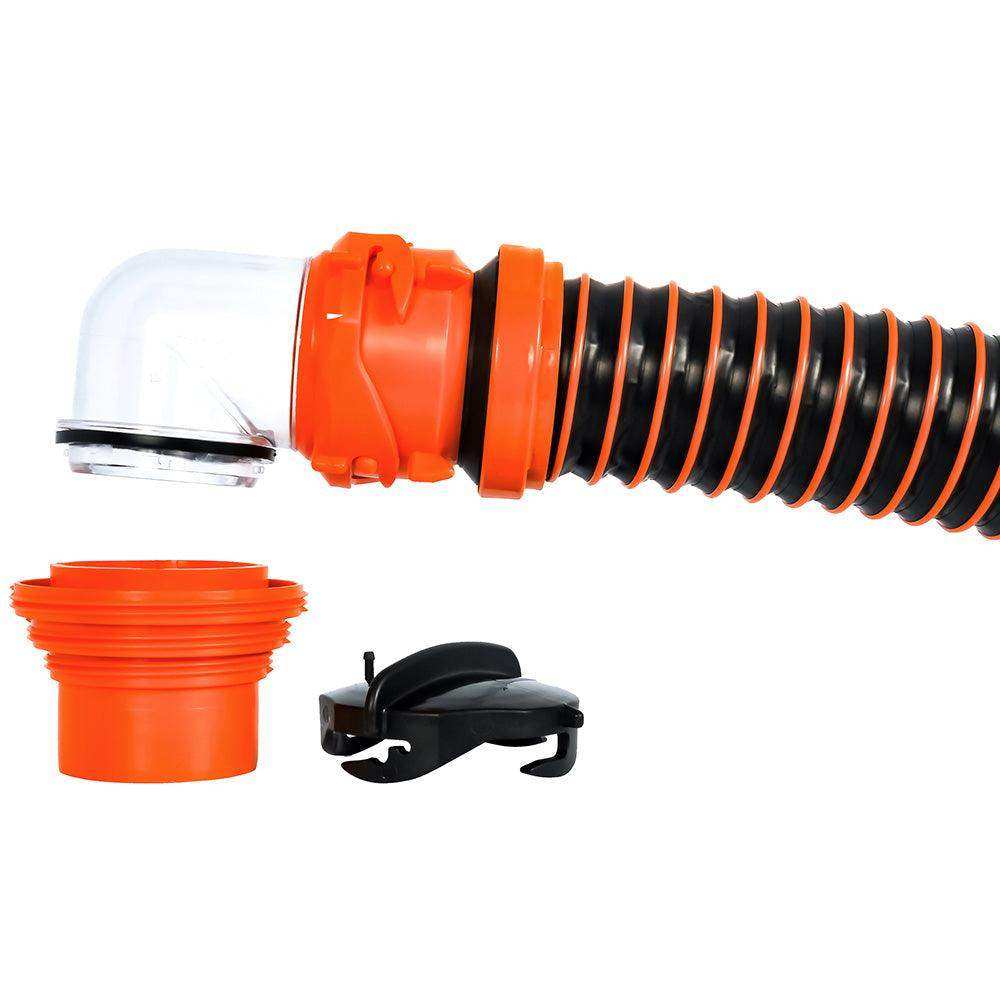 Camco RhinoEXTREME 15' Sewer Hose Kit w/ Swivel Fitting 4 In 1 Elbow Caps - Skoutley Outdoors LLC