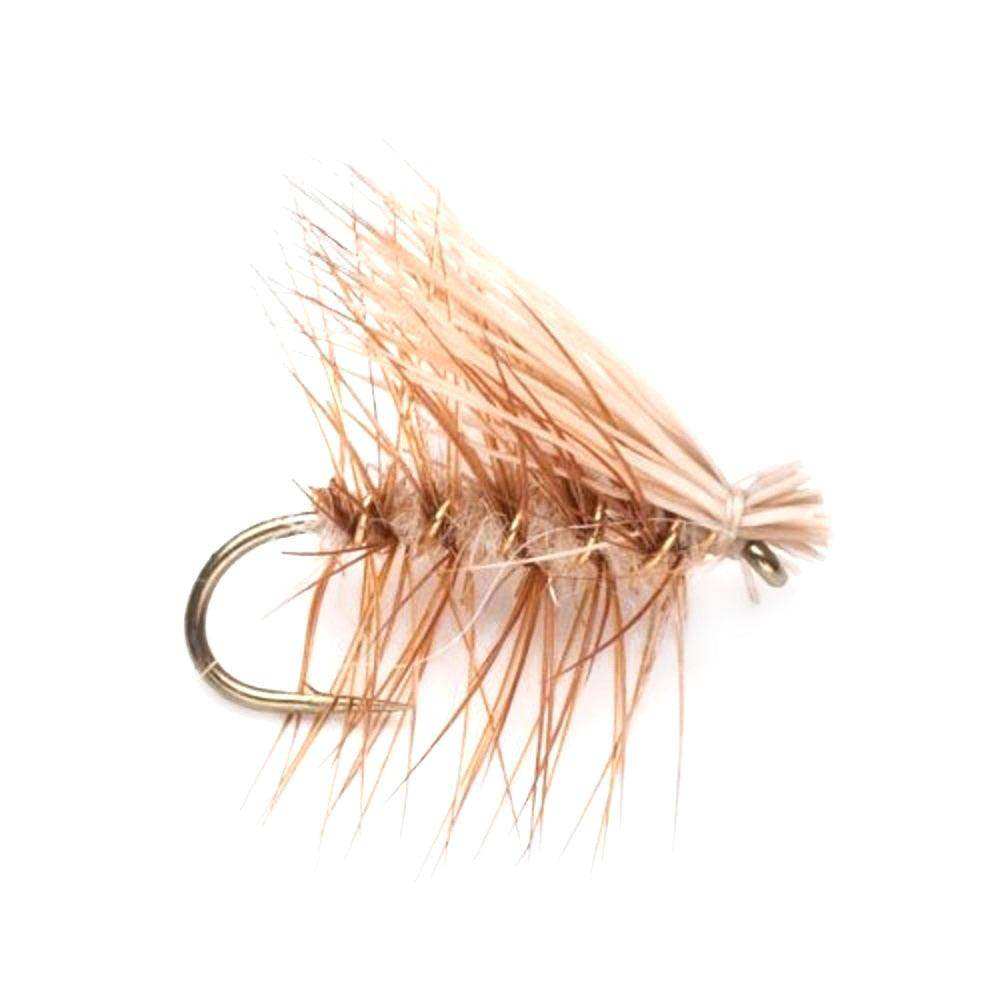 Barbless Tan Elk Hair Caddis Classic Trout Dry Flies 1 Dozen Flies Size 14 - Skoutley Outdoors LLC