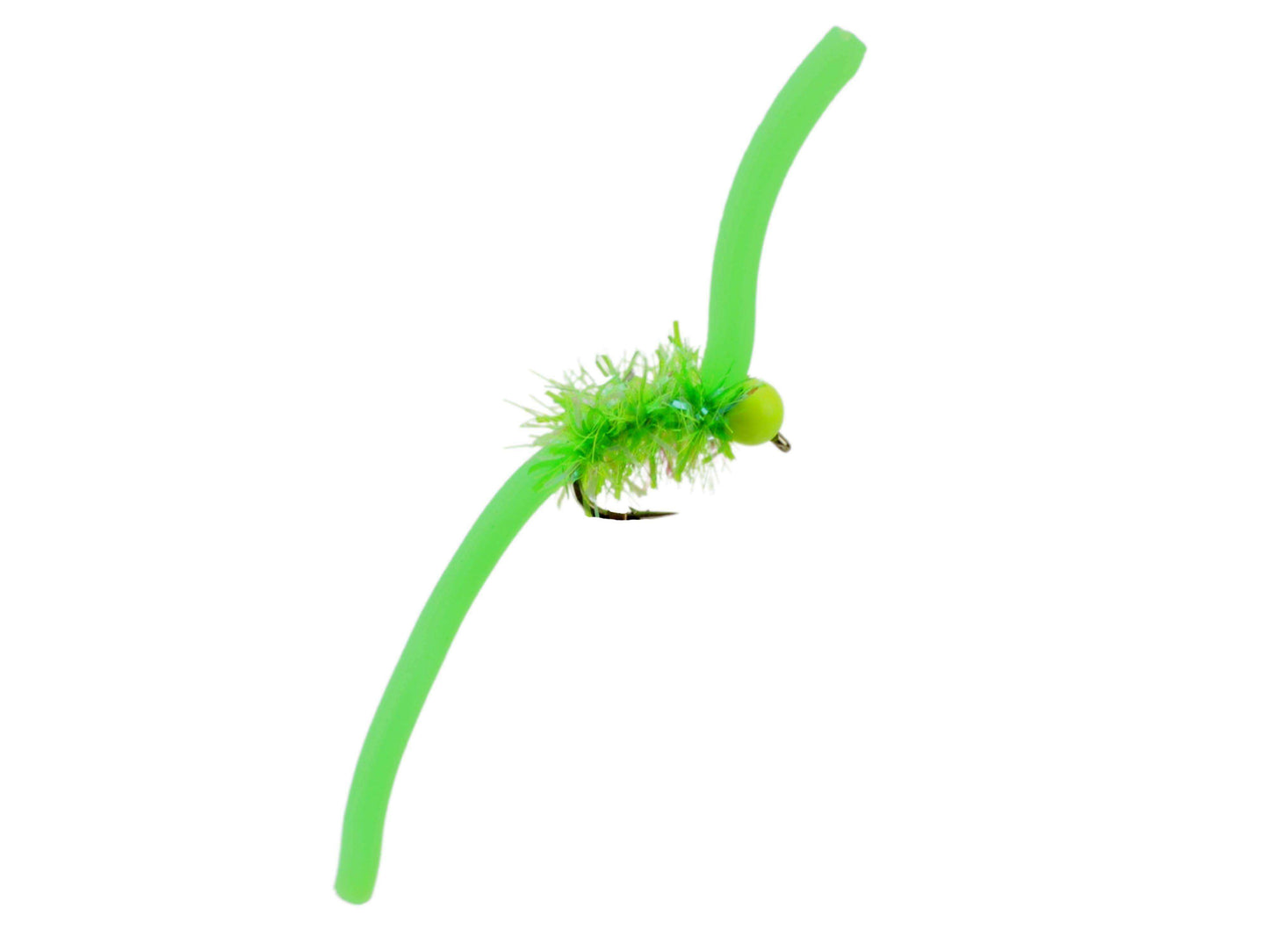 Tungsten Bead Head Squirmy Worm 2.0, Size 12 | Chartreuse | Qty. 6 | Wild Water Fly Fishing - Skoutley Outdoors LLC