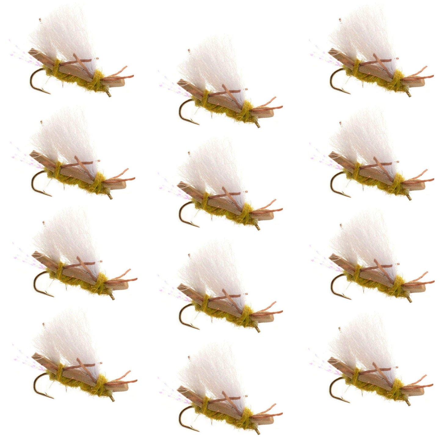 Chubby Chernobyl Ant Golden Foam Body Grasshopper Fly - 1 Dozen Flies Hook Size 10 - Skoutley Outdoors LLC