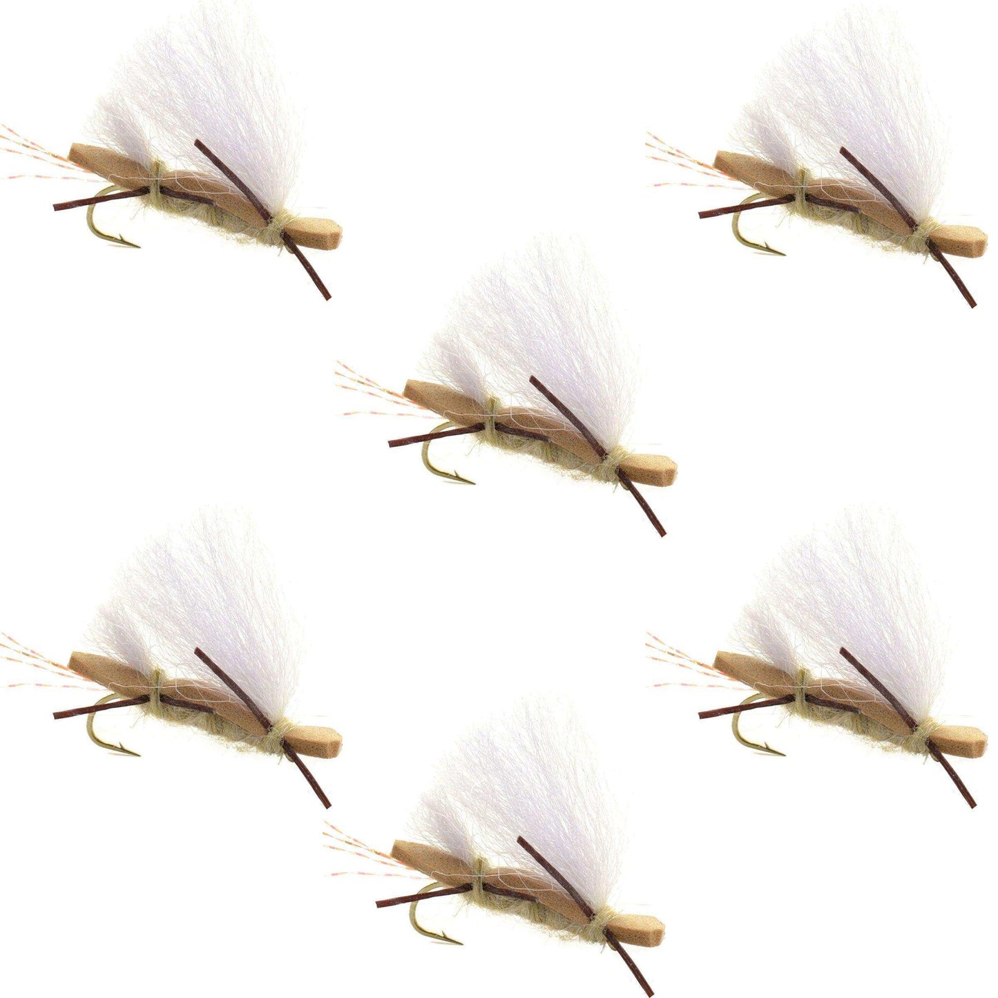 Chubby Chernobyl Ant Tan Foam Body Grasshopper Fly - 6 Flies Hook Size 10 - Skoutley Outdoors LLC