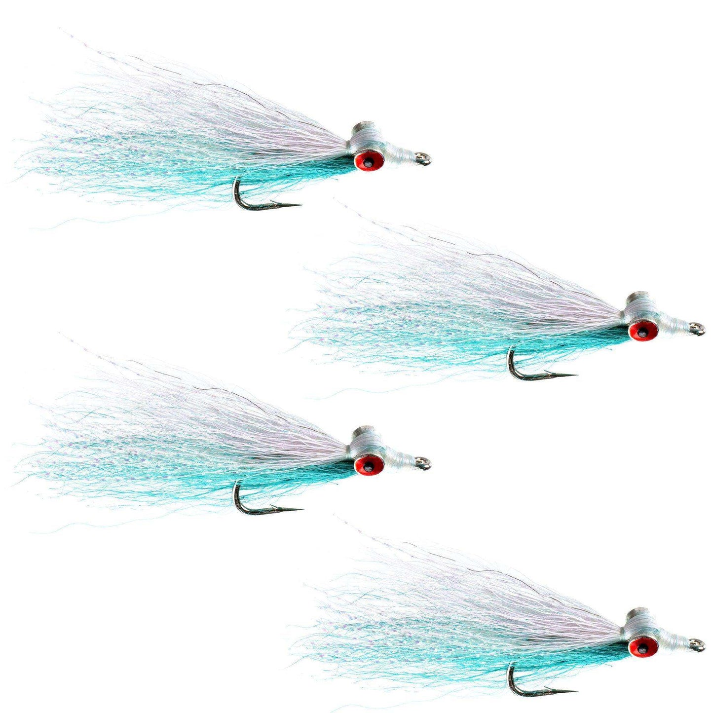 Clousers Deep Minnow Blue White - Streamer Fly Fishing Flies - 4 Saltwater and Bass Flies - Hook Size 1/0 - Skoutley Outdoors LLC