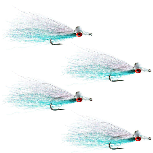 Clousers Deep Minnow Blue White - Streamer Fly Fishing Flies - 4 Saltwater and Bass Flies - Hook Size 1/0 - Skoutley Outdoors LLC