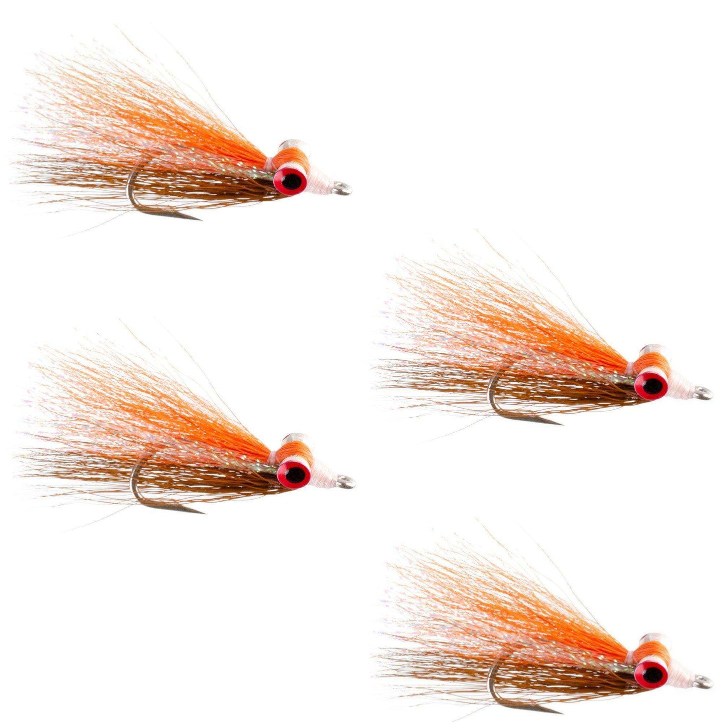 Clousers Deep Minnow Brown Orange Sunfish - Streamer Fly Fishing Flies - 4 Saltwater and Bass Flies - Hook Size 1/0 - Skoutley Outdoors LLC