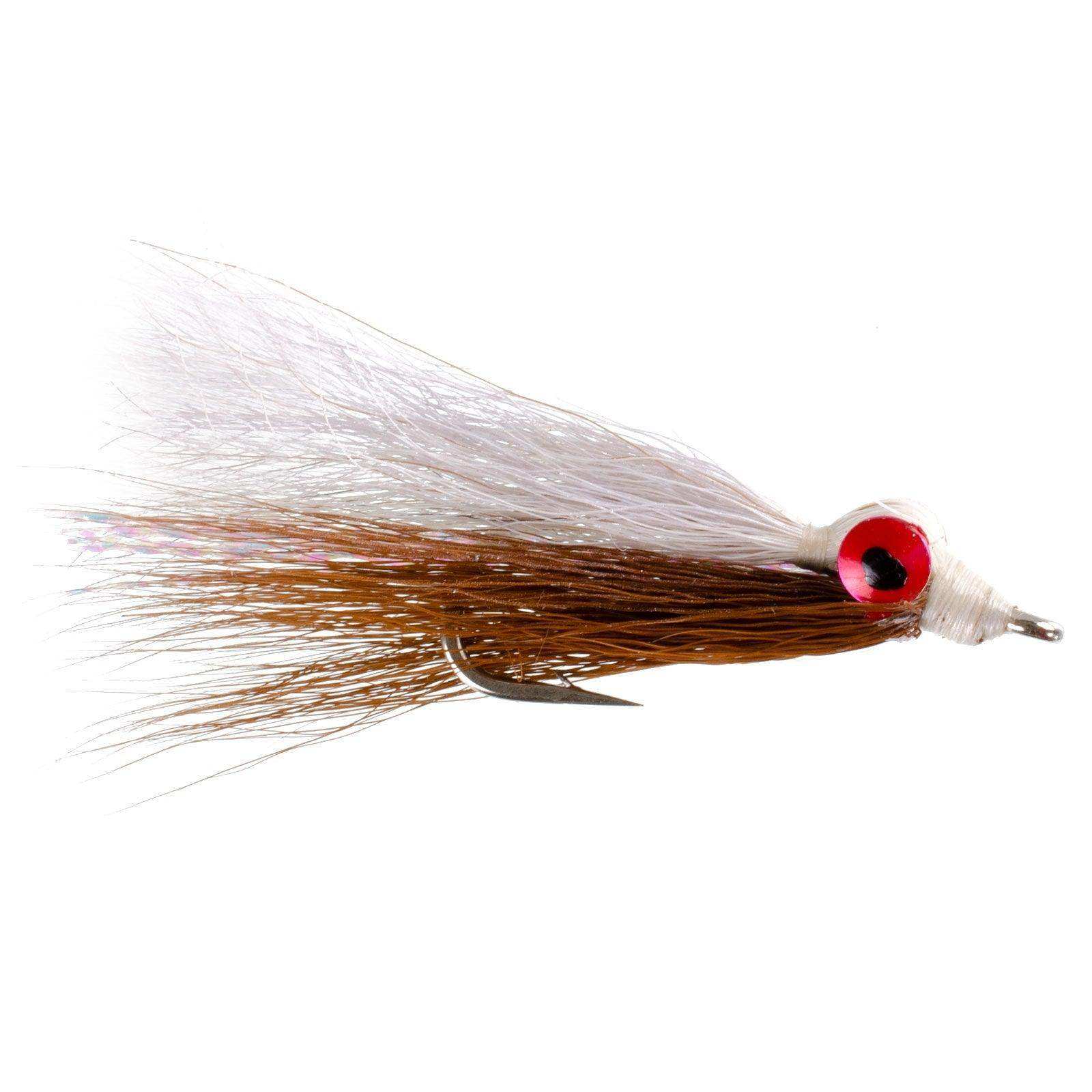 Clousers Deep Minnow Brown White - Streamer Fly Fishing Flies - 4 Saltwater and Bass Flies - Hook Size 1/0 - Skoutley Outdoors LLC