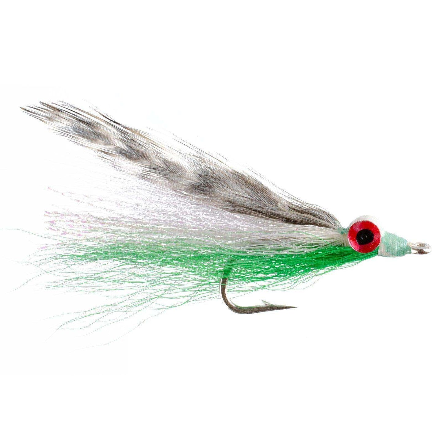 Clousers Clouceiver Deep Minnow Grizzly Green - Streamer Fly Fishing Flies - 4 Saltwater and Bass Flies - Hook Size 1/0 - Skoutley Outdoors LLC