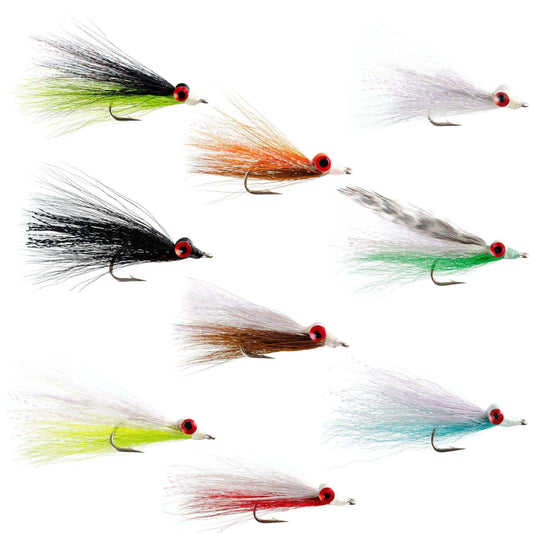 Clousers Minnow Fly Fishing Flies Assortment - Collection of 9 Saltwater and Bass Flies - Hook Size 1/0 - Skoutley Outdoors LLC