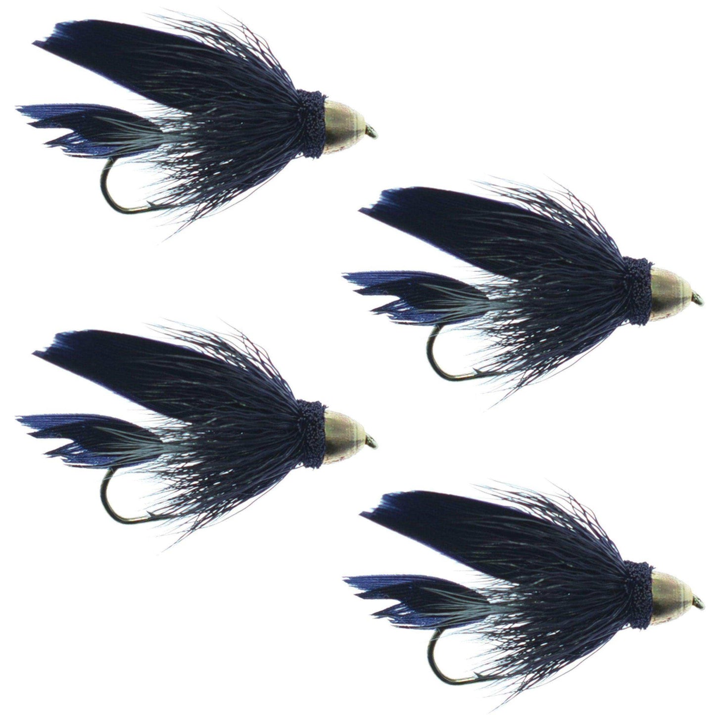 Cone Head Black Muddler Minnow Fly Fishing Flies - Classic Streamers - Set of 4 Flies Hook Size 8 - Skoutley Outdoors LLC