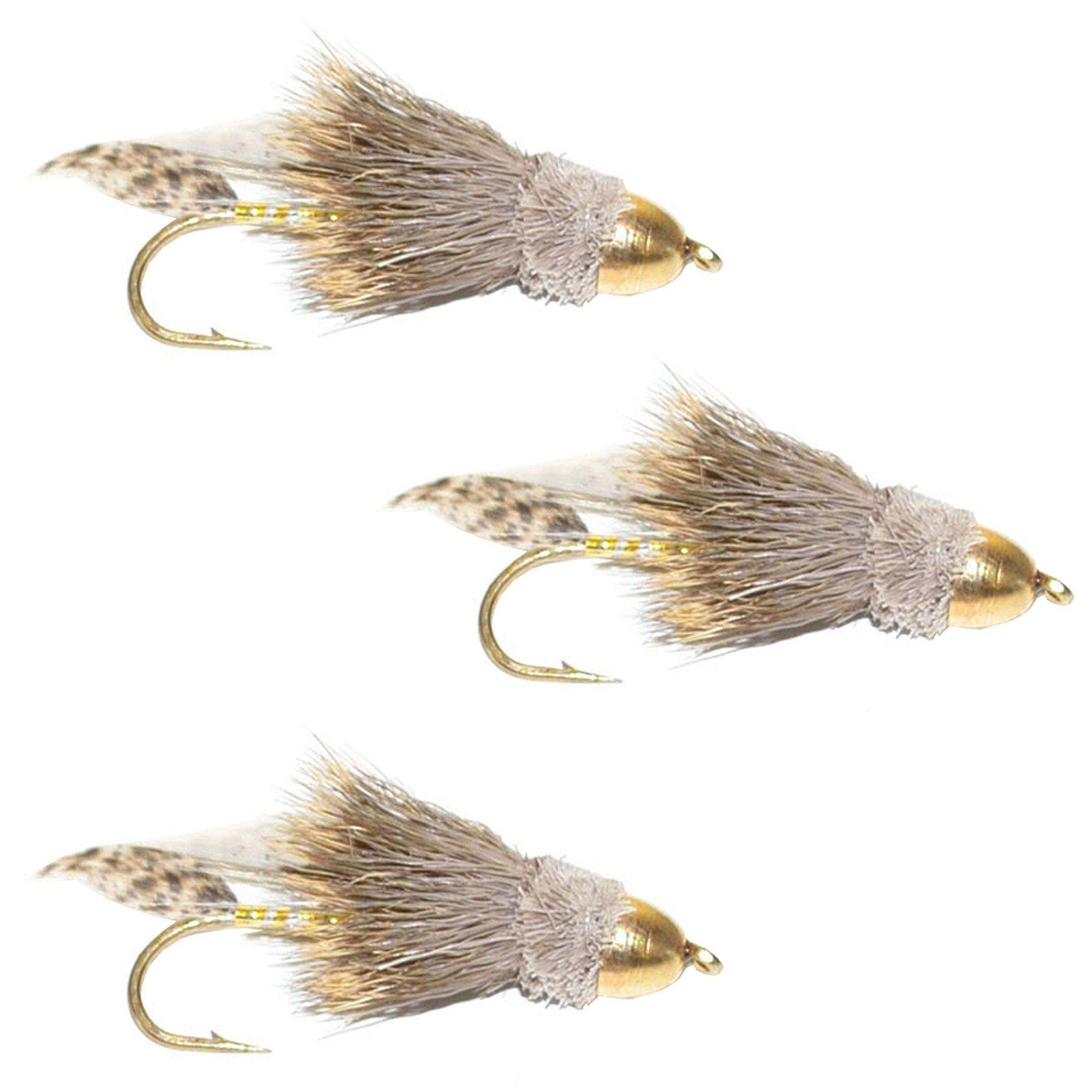 3 Pack Cone Head Muddler Minnow Trout and Bass Streamer Fly - Hook Size 4 - Skoutley Outdoors LLC